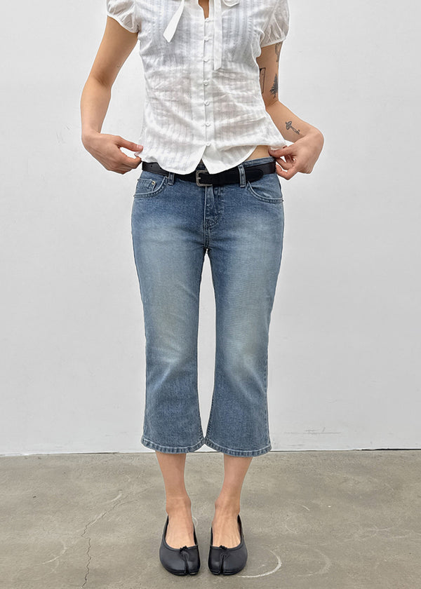 Chongnut Washed Denim Capri Pants