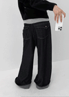 Clean Raw Fabric Fleece Wide Denim Pants