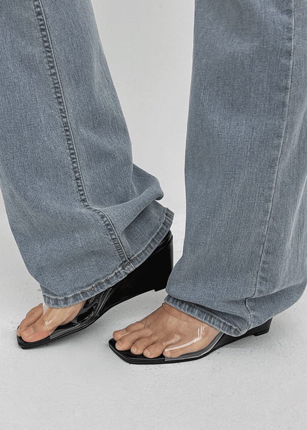 Lenticular Wedge Heel Mules