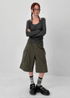 Donenka Pigment Cargo Bermuda Shorts