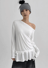Kenting Frill Layered One-shoulder Fleece Long-sleeve T-shirt