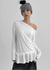Kenting Frill Layered One-shoulder Fleece Long-sleeve T-shirt