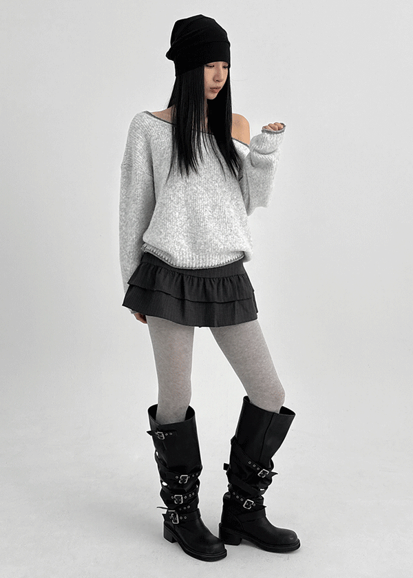 Testo Striped Cancan Mini Skirt Pants