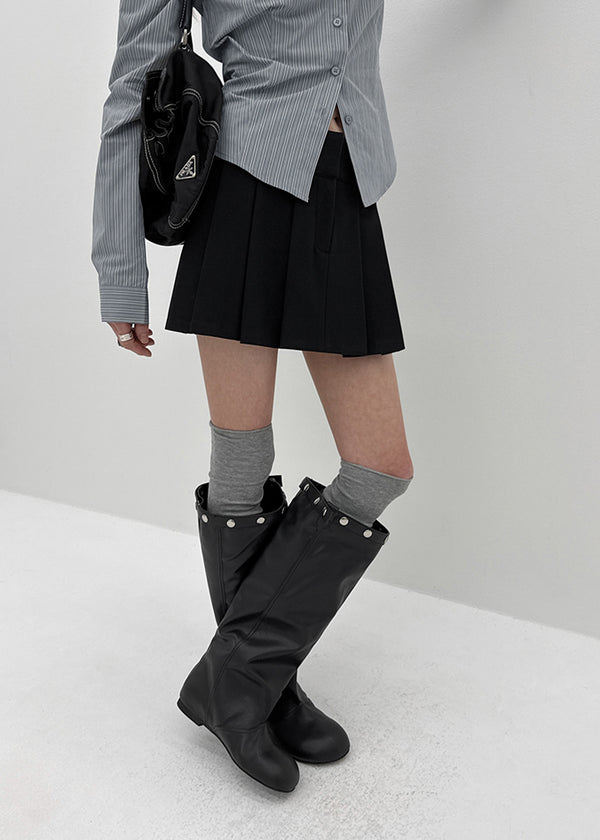 Robien Leather Buckle Long Leather Boots