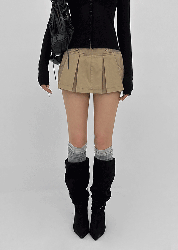 Chape banding pleated skirt-pants