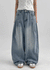 Tworub Curved Pintuck Wide Denim Pants