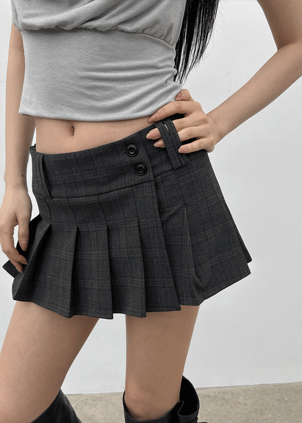 Tom Lee Check Pleated Miniskirt