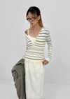 Risel striped button knit