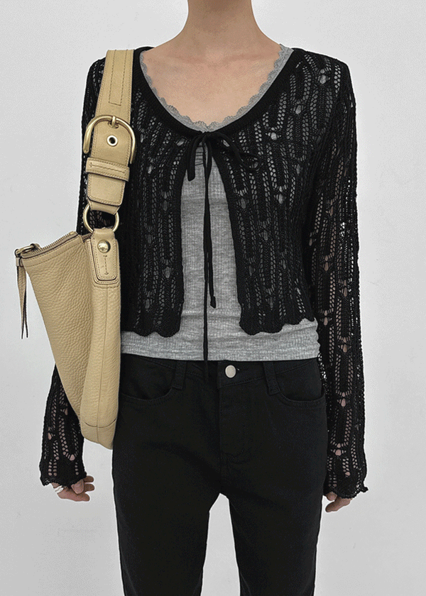 Luteng Crochet Ribbon Cardigan
