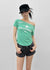 Tikill Lettering Off-shoulder Short Sleeve T-shirt