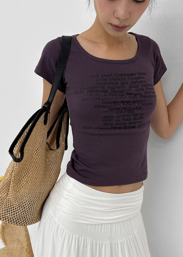Miya Lettering U-neck Short Sleeve T-shirt
