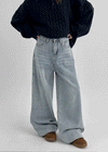 Bevan Raised Fleece Wide Denim Pants