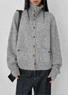 Minoko High-neck Pocket Wool Knit Cardigan