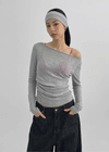 Bueno Shirring Boat Neck Summer Long Sleeve Tee