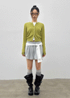 Pyobe Crop Color Block Round Knit Cardigan
