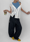 Belding Non-fade Raw Balloon Wide Denim Pants