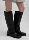 Milua Buckle Leather Long Boots