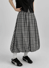Pumkids Check Balloon Long Skirt